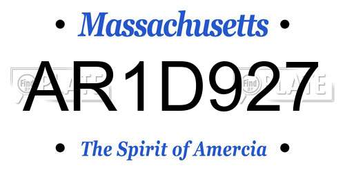 AR1D927 Massachusetts License Plate