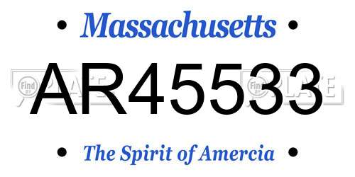AR45533 Massachusetts License Plate