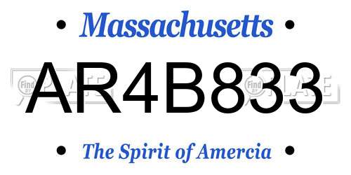 AR4B833 Massachusetts License Plate