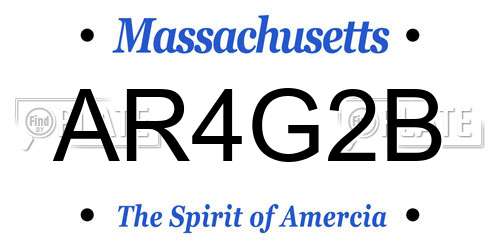 AR4G2B Massachusetts License Plate