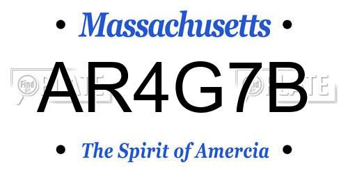 AR4G7B Massachusetts License Plate