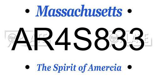 AR4S833 Massachusetts License Plate