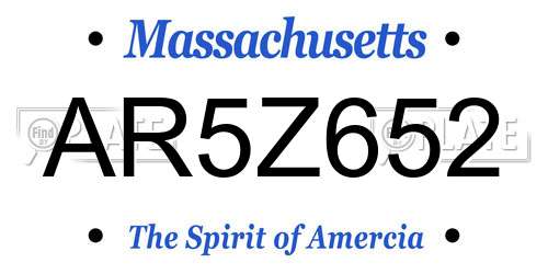 AR5Z652 Massachusetts License Plate