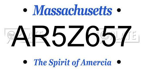 AR5Z657 Massachusetts License Plate