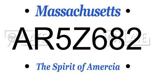 AR5Z682 Massachusetts License Plate