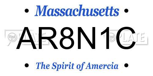 AR8N1C Massachusetts License Plate