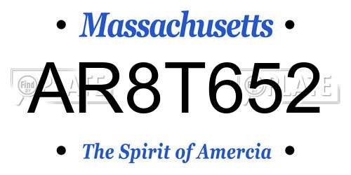 AR8T652 Massachusetts License Plate