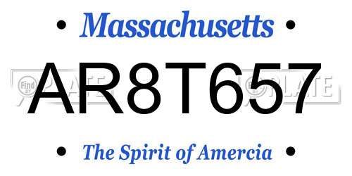 AR8T657 Massachusetts License Plate