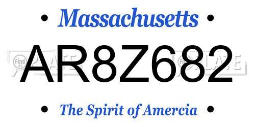 AR8Z682 Massachusetts License Plate