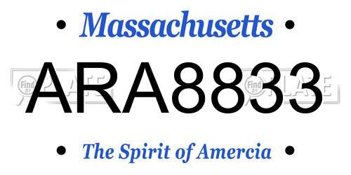 ARA8833 Massachusetts License Plate
