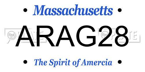 ARAG28 Massachusetts License Plate