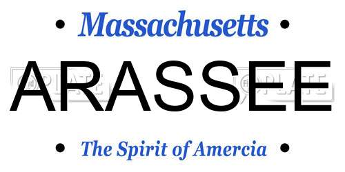 ARASSEE Massachusetts License Plate