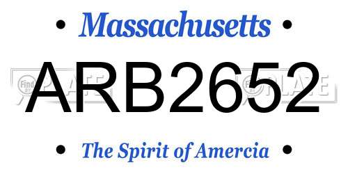 ARB2652 Massachusetts License Plate