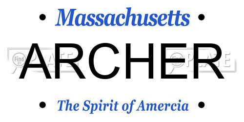 ARCHER Massachusetts License Plate