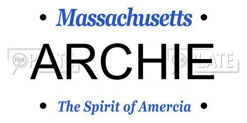 ARCHIE Massachusetts License Plate