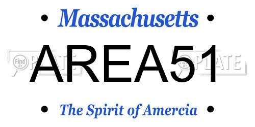 AREA51 Massachusetts License Plate