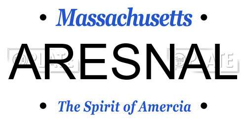 ARESNAL Massachusetts License Plate