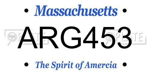 ARG453 Massachusetts License Plate