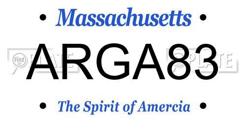 ARGA83 Massachusetts License Plate
