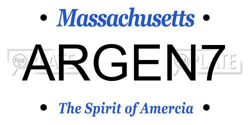 ARGEN7 Massachusetts License Plate
