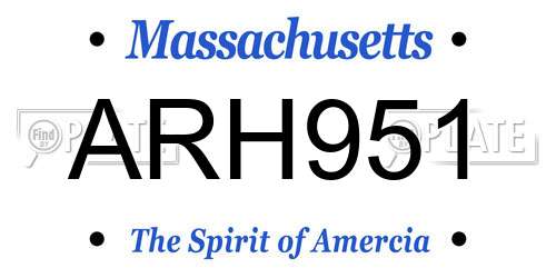 ARH951 Massachusetts License Plate