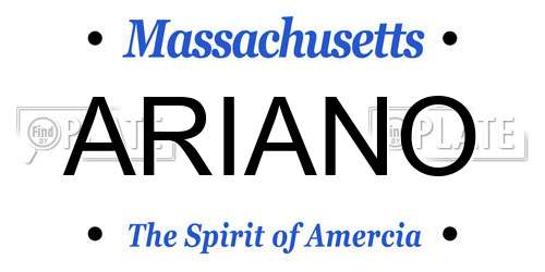 ARIANO Massachusetts License Plate