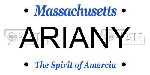 ARIANY Massachusetts License Plate