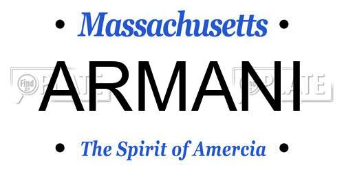 ARMANI Massachusetts License Plate