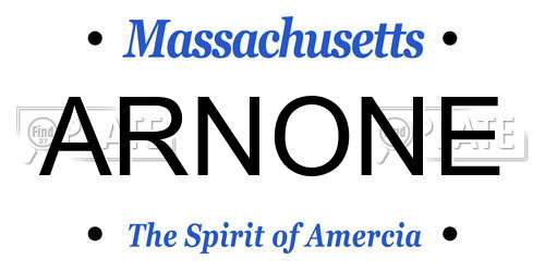 ARNONE Massachusetts License Plate