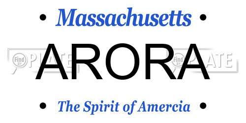 ARORA Massachusetts License Plate