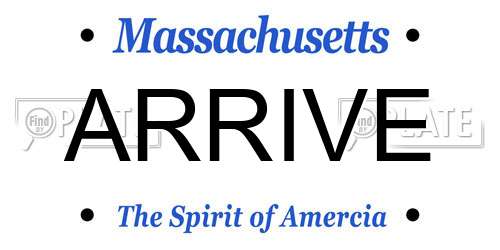 ARRIVE Massachusetts License Plate