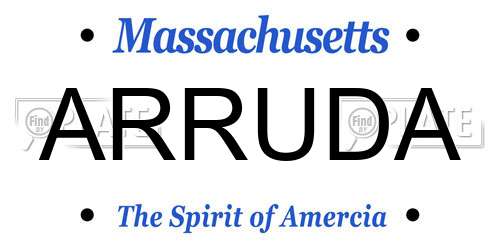 ARRUDA Massachusetts License Plate