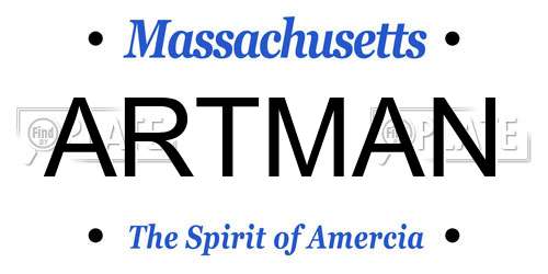 ARTMAN Massachusetts License Plate