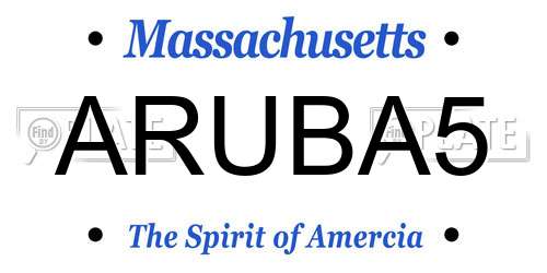 ARUBA5 Massachusetts License Plate