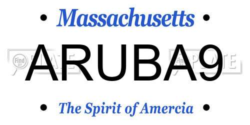 ARUBA9 Massachusetts License Plate