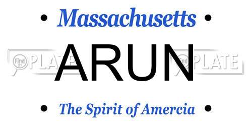 ARUN Massachusetts License Plate