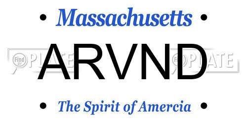 ARVND Massachusetts License Plate