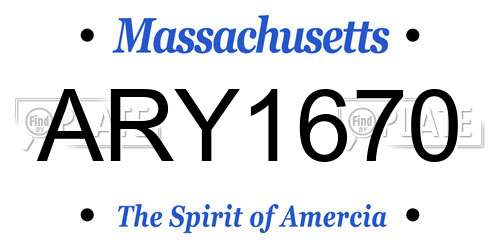 ARY1670 Massachusetts License Plate
