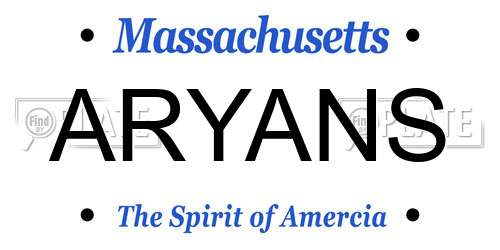 ARYANS Massachusetts License Plate