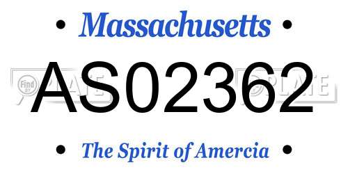 AS02362 Massachusetts License Plate