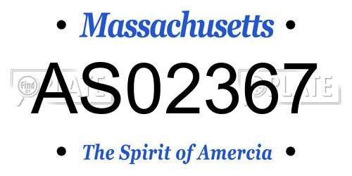AS02367 Massachusetts License Plate