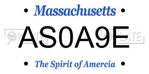 AS0A9E Massachusetts License Plate