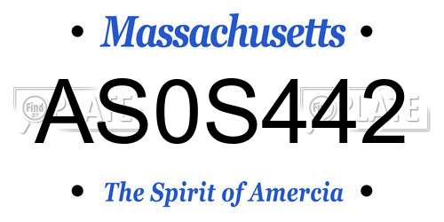 AS0S442 Massachusetts License Plate