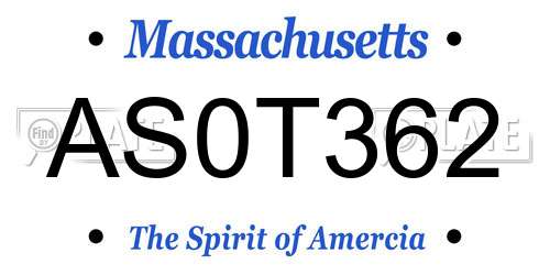AS0T362 Massachusetts License Plate