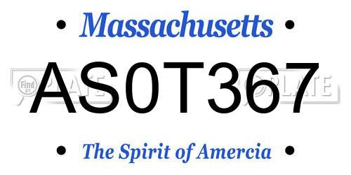 AS0T367 Massachusetts License Plate