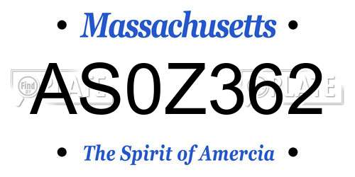 AS0Z362 Massachusetts License Plate