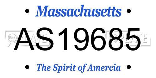 AS19685 Massachusetts License Plate