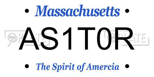 AS1T0R Massachusetts License Plate