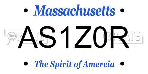 AS1Z0R Massachusetts License Plate