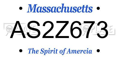 AS2Z673 Massachusetts License Plate